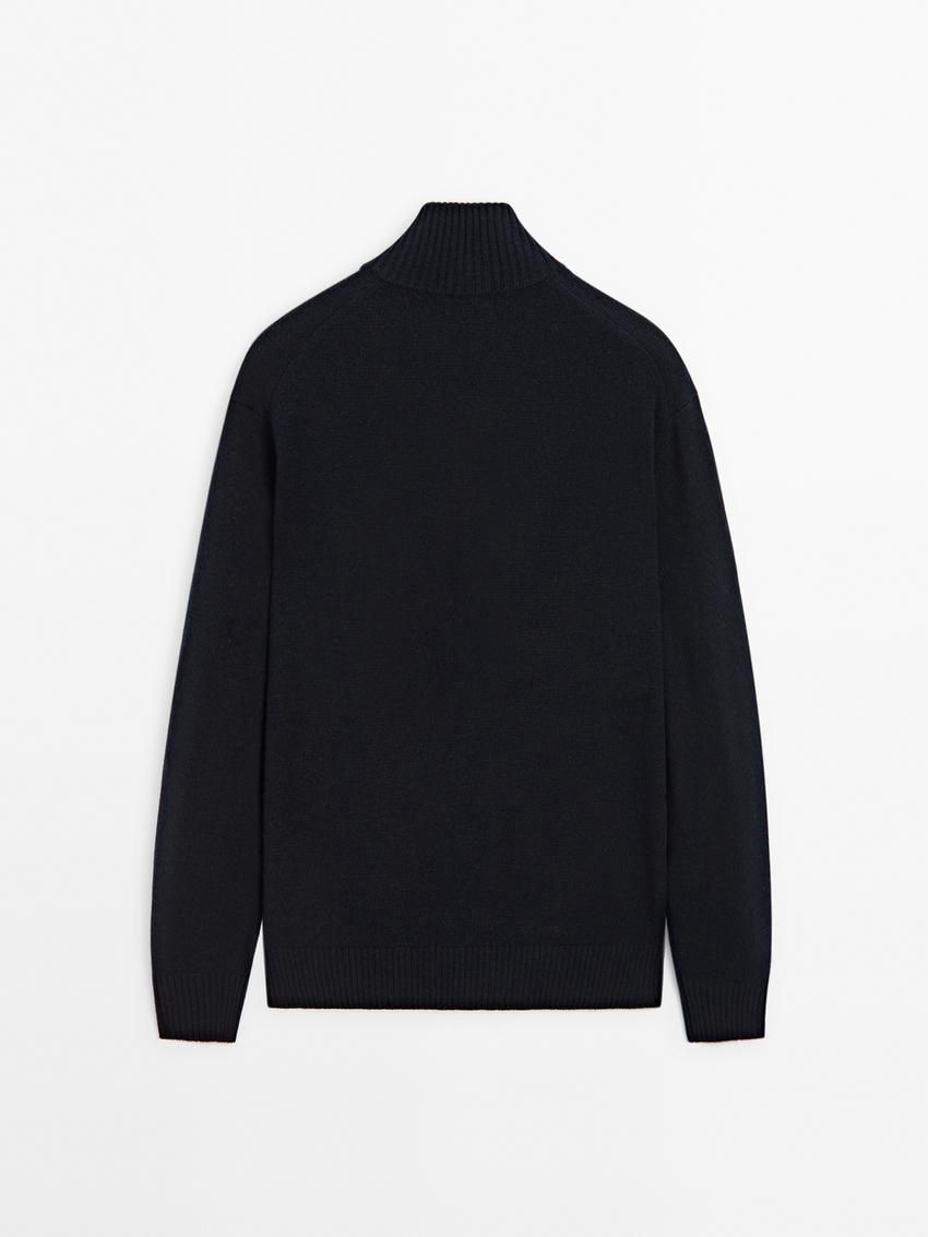 Massimo Dutti Wool Blend Zip-up Men Cardigan Navy | US-ZD1047593