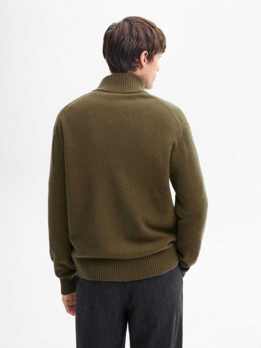 Massimo Dutti Wool Blend Zip-up Men Cardigan Olive | US-OG4162870