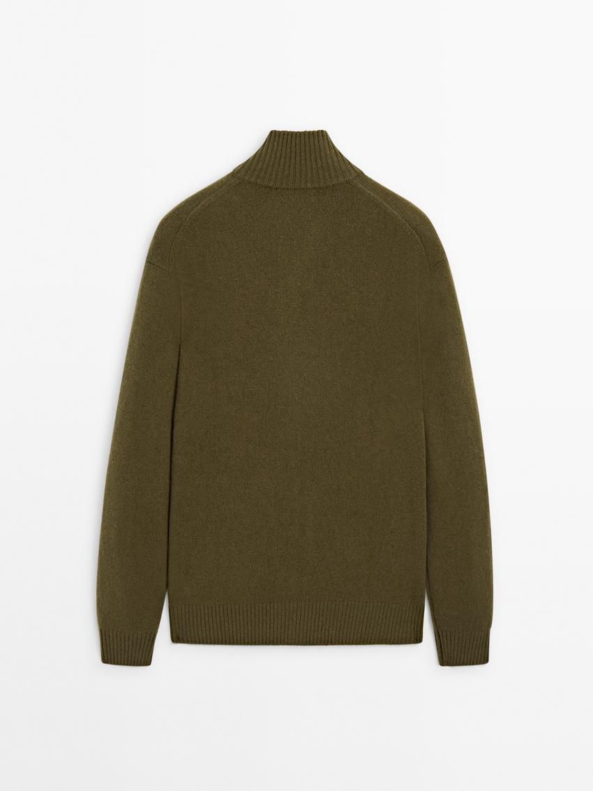 Massimo Dutti Wool Blend Zip-up Men Cardigan Olive | US-OG4162870