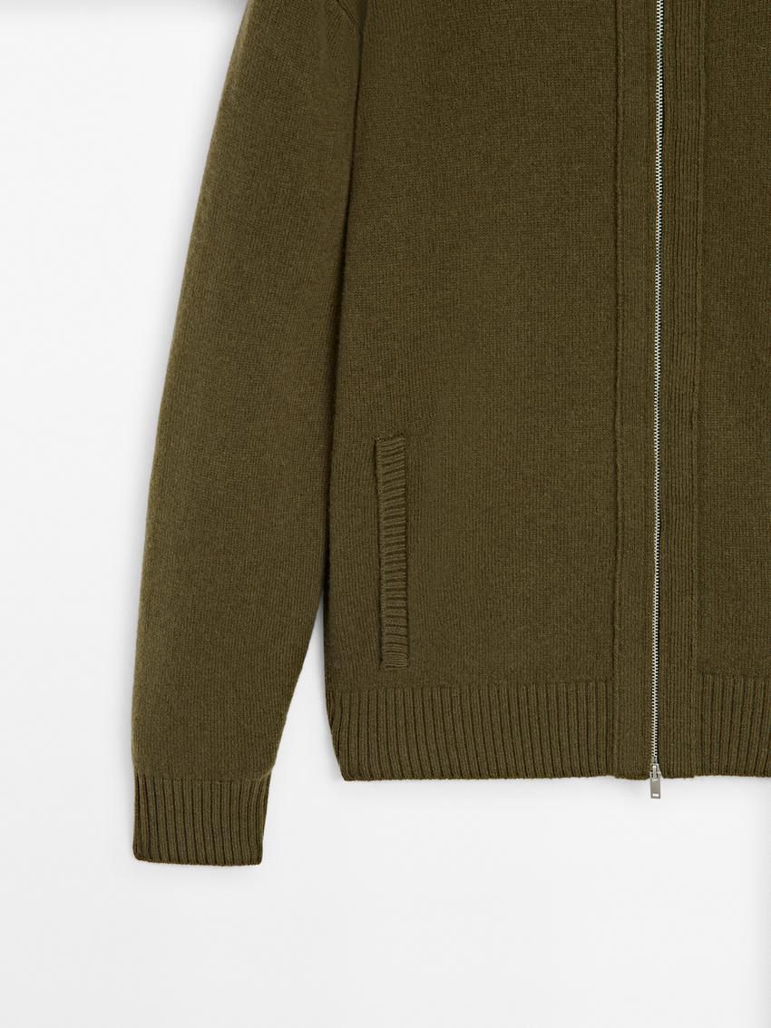 Massimo Dutti Wool Blend Zip-up Men Cardigan Olive | US-OG4162870