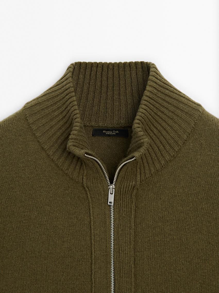 Massimo Dutti Wool Blend Zip-up Men Cardigan Olive | US-OG4162870