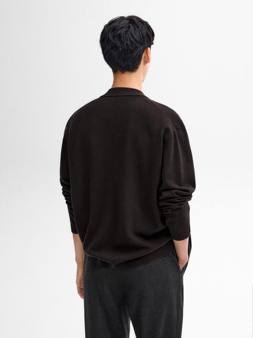 Massimo Dutti Wool Bomber Men Cardigan Dark Grey | US-RG6130957