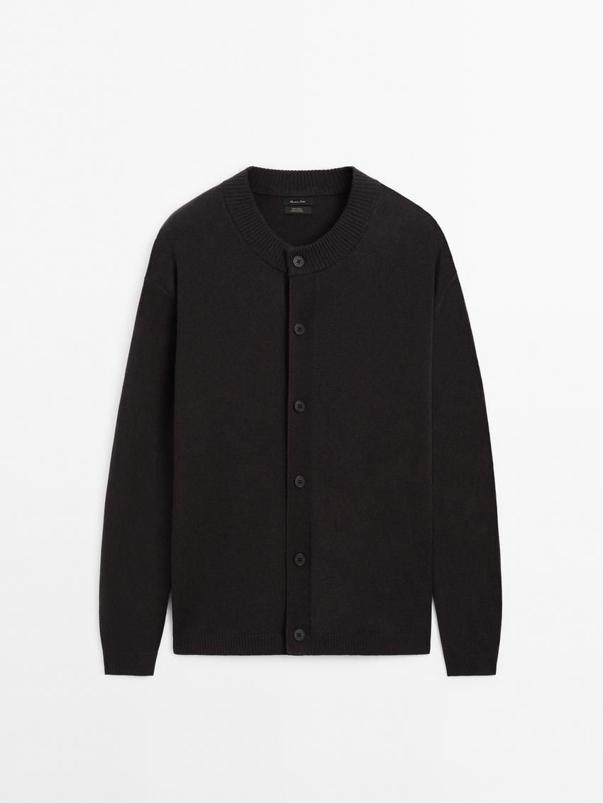 Massimo Dutti Wool Bomber Men Cardigan Dark Grey | US-RG6130957