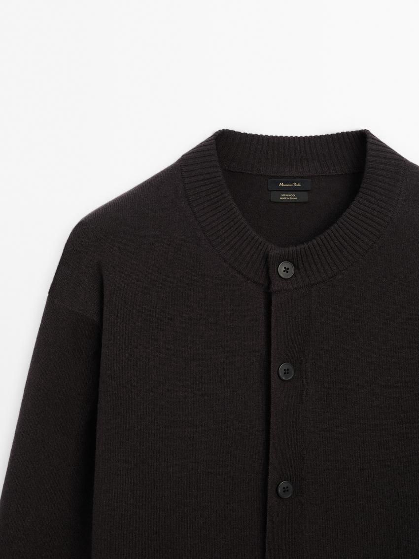 Massimo Dutti Wool Bomber Men Cardigan Dark Grey | US-RG6130957