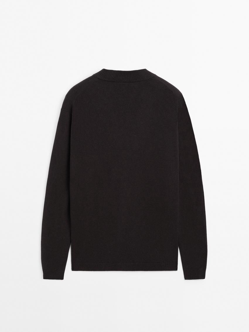 Massimo Dutti Wool Bomber Men Cardigan Dark Grey | US-RG6130957