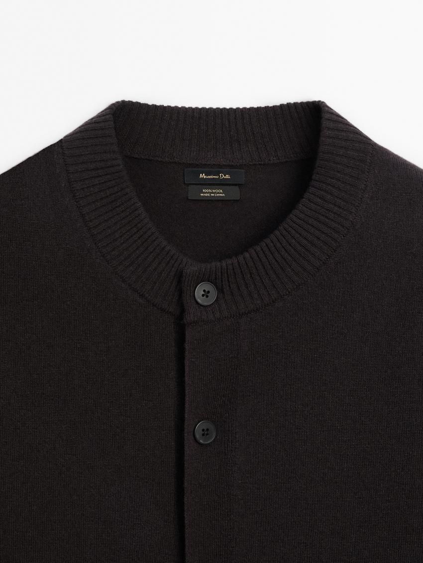 Massimo Dutti Wool Bomber Men Cardigan Dark Grey | US-RG6130957