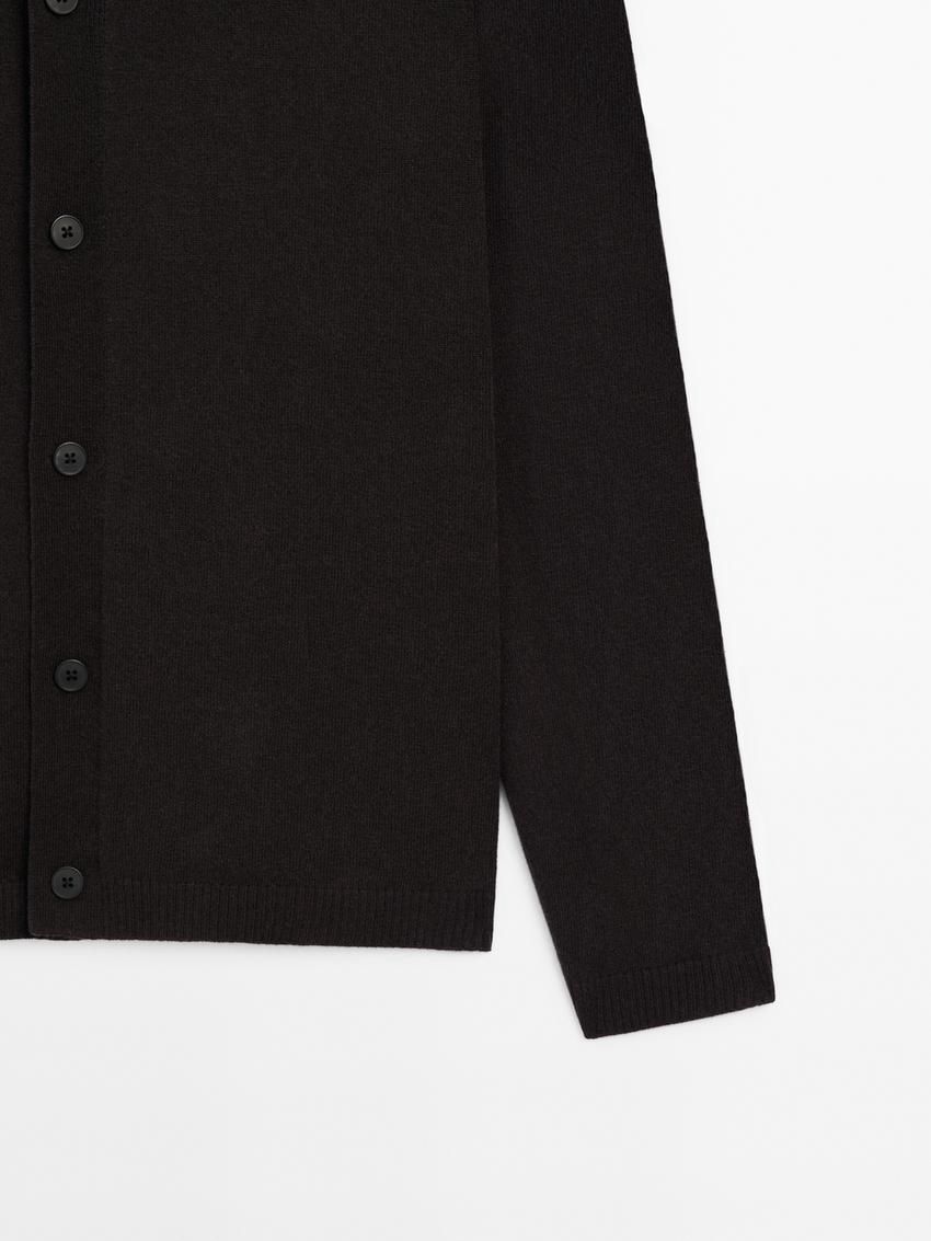 Massimo Dutti Wool Bomber Men Cardigan Dark Grey | US-RG6130957