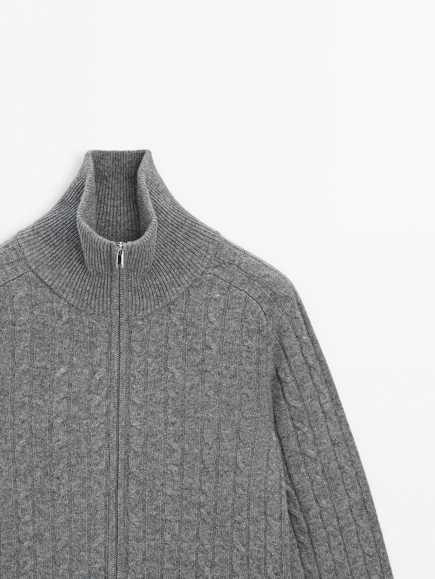 Massimo Dutti Wool Cable-knit Women Cardigan Grey | US-ZQ8241650