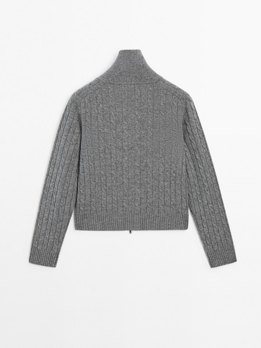 Massimo Dutti Wool Cable-knit Women Cardigan Grey | US-ZQ8241650