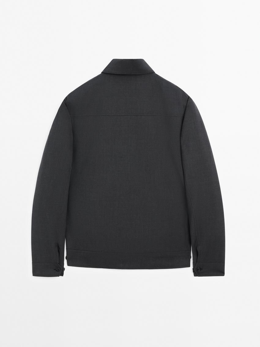 Massimo Dutti Wool Co-ord Men Bomber Jacket Dark Grey | US-WQ6712054
