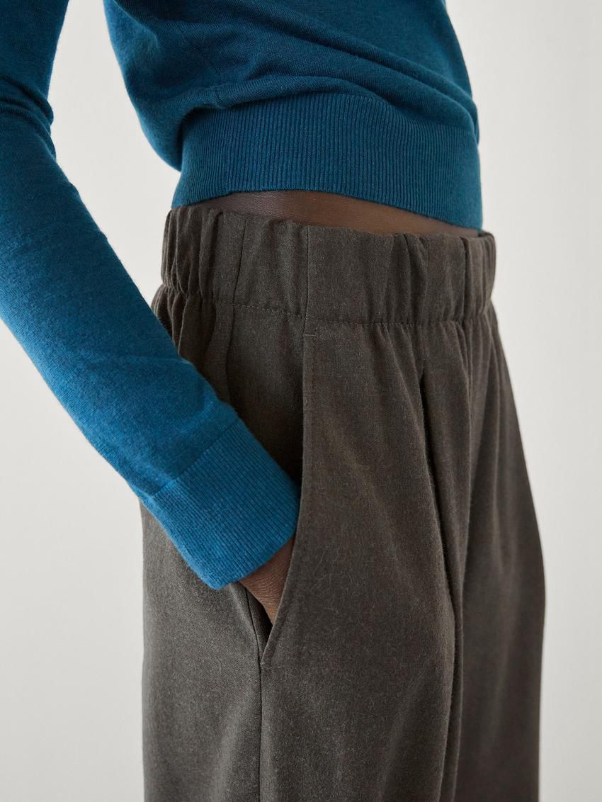 Massimo Dutti Wool Dart Women Trousers Dark Green | US-TG5742639