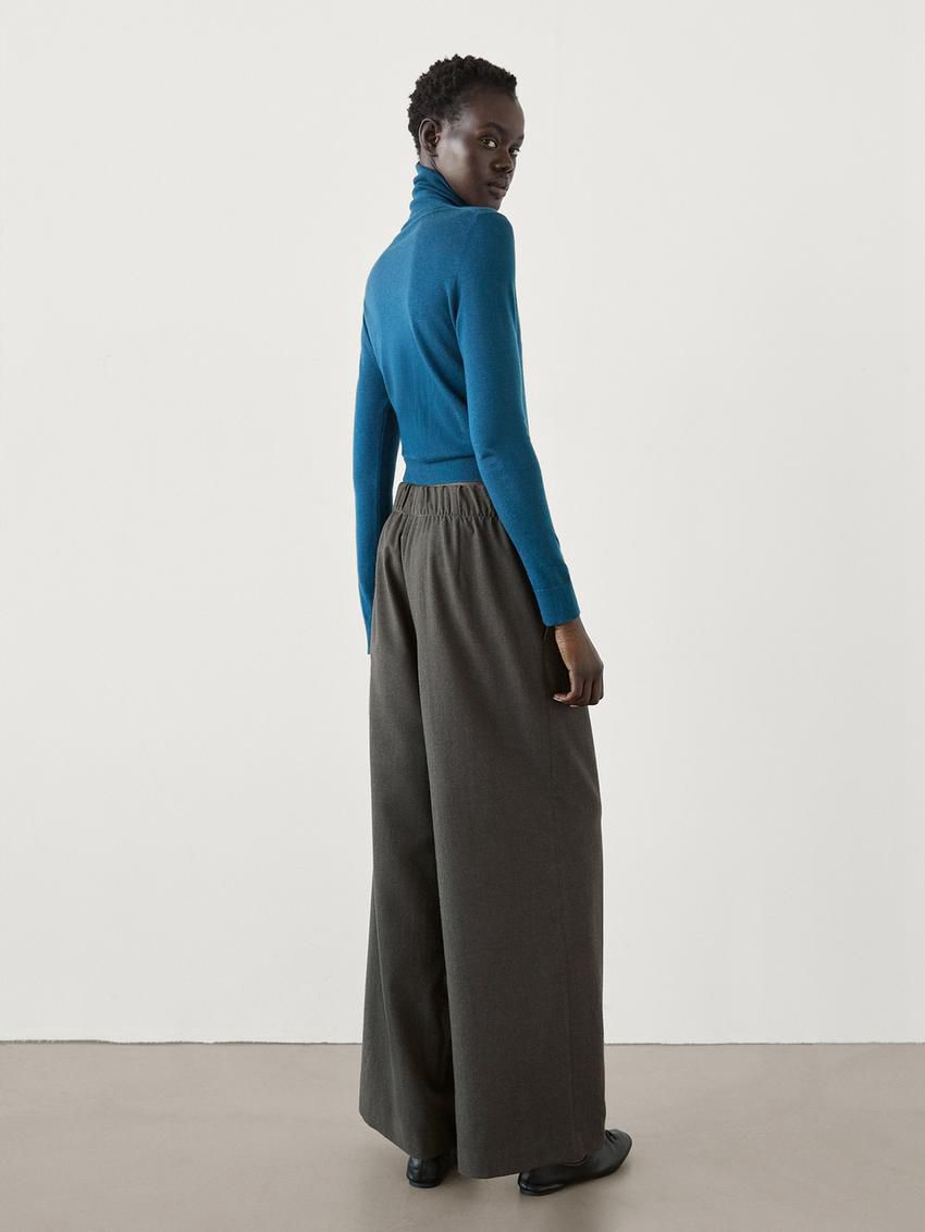 Massimo Dutti Wool Dart Women Trousers Dark Green | US-TG5742639