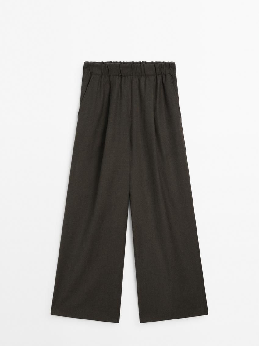 Massimo Dutti Wool Dart Women Trousers Dark Green | US-TG5742639