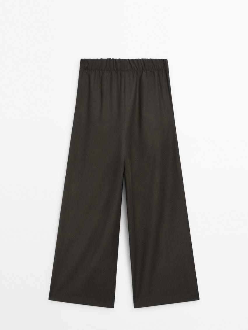 Massimo Dutti Wool Dart Women Trousers Dark Green | US-TG5742639