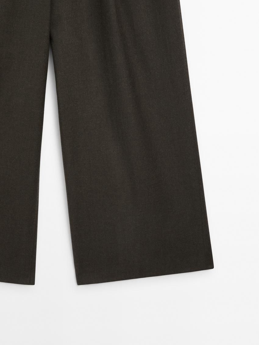 Massimo Dutti Wool Dart Women Trousers Dark Green | US-TG5742639