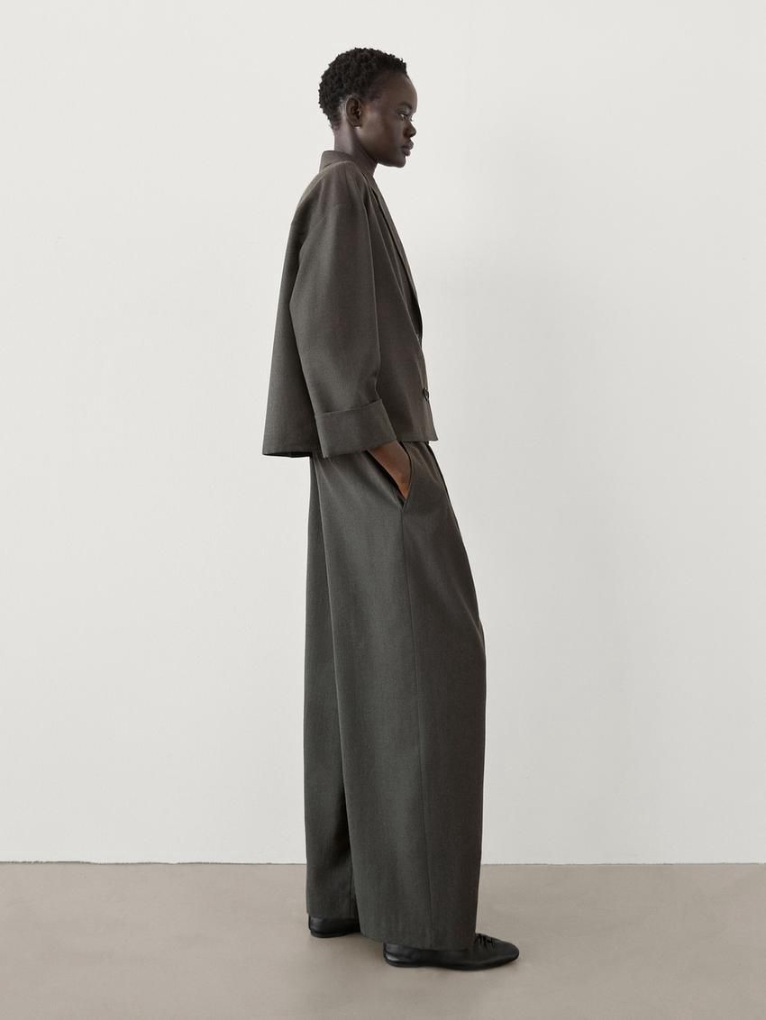 Massimo Dutti Wool Dart Women Trousers Dark Green | US-TG5742639