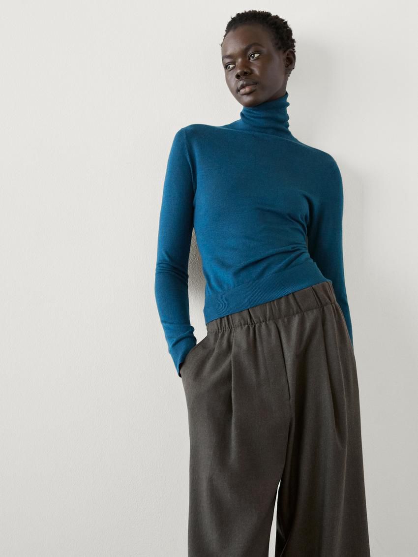Massimo Dutti Wool Dart Women Trousers Dark Green | US-TG5742639