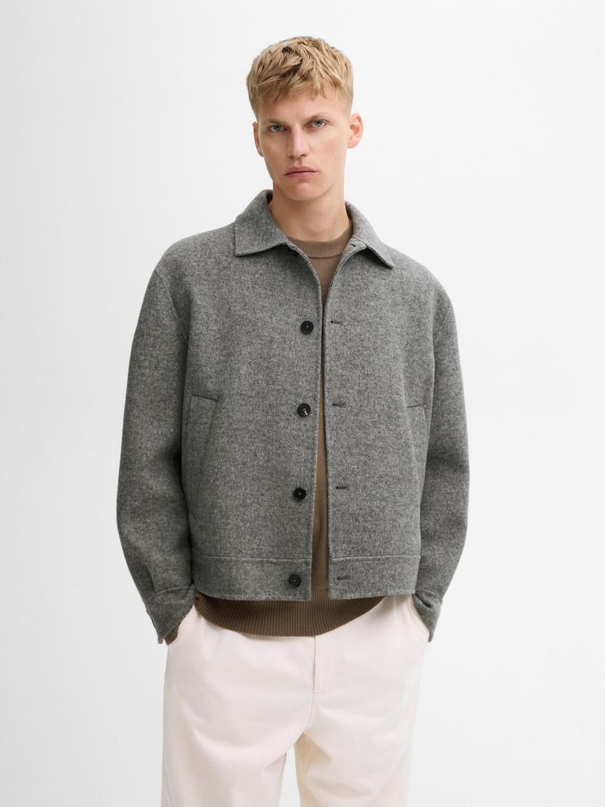 Massimo Dutti Wool Double-faced Men Jacket Grey | US-EF7348910