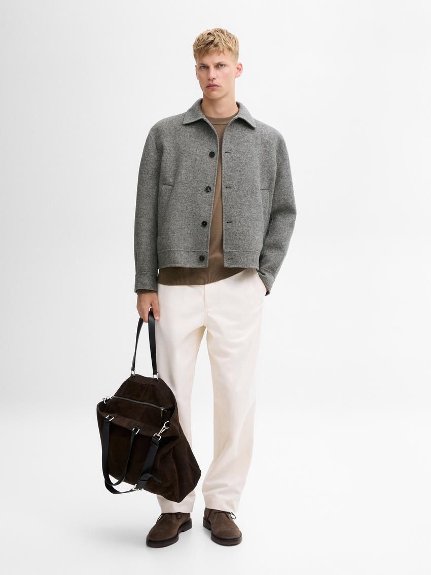 Massimo Dutti Wool Double-faced Men Jacket Grey | US-EF7348910