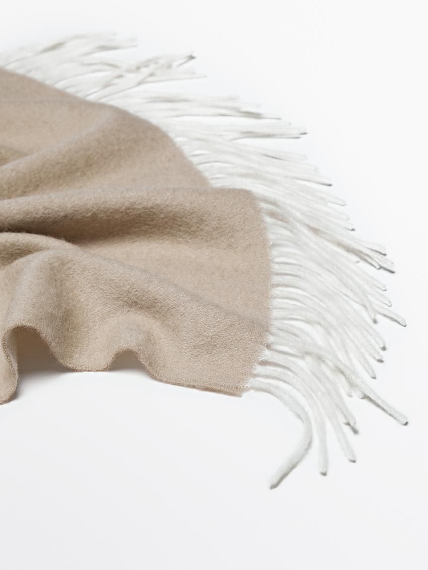 Massimo Dutti Wool Double-faced Women Scarf Cream | US-RE3196275