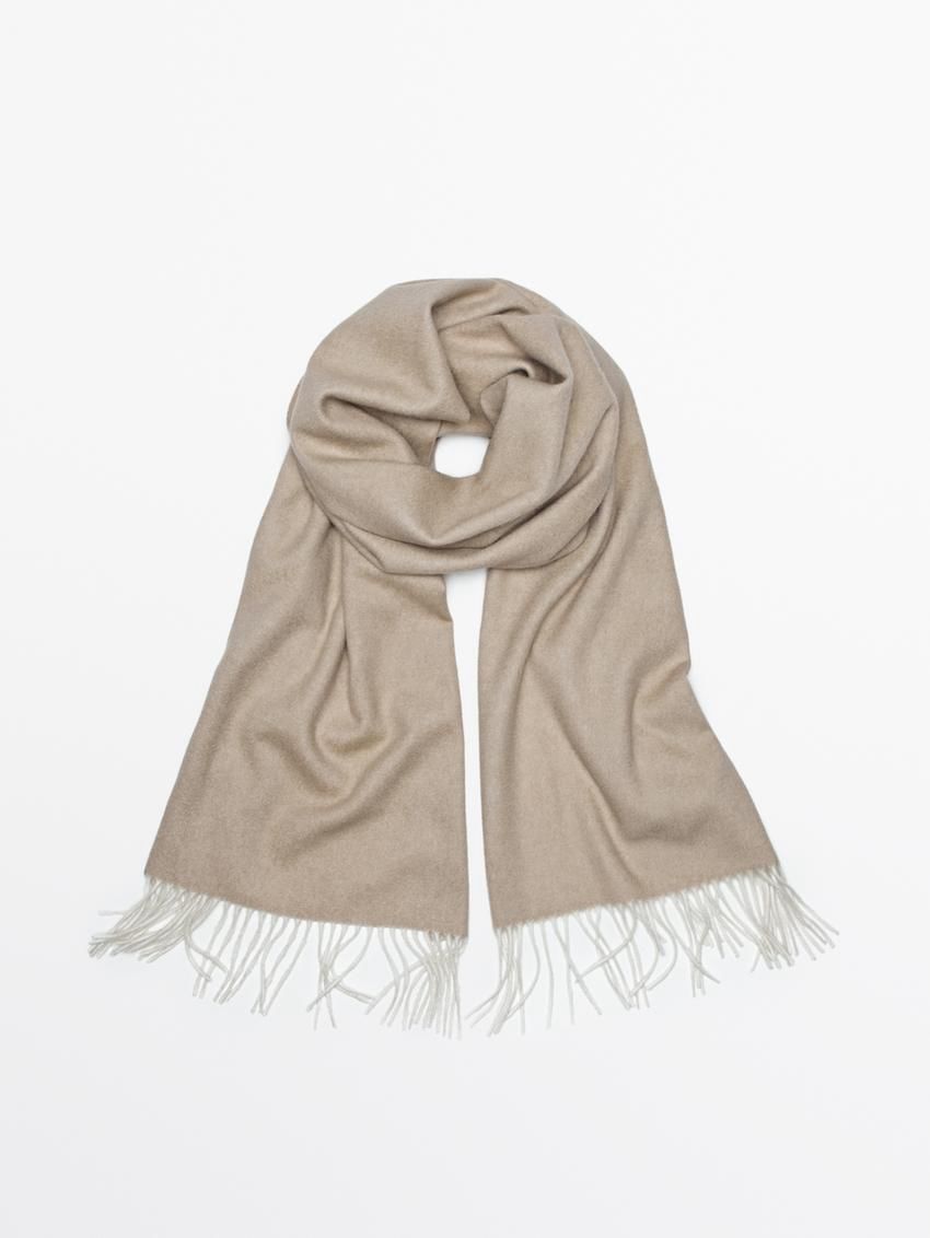 Massimo Dutti Wool Double-faced Women Scarf Cream | US-RE3196275