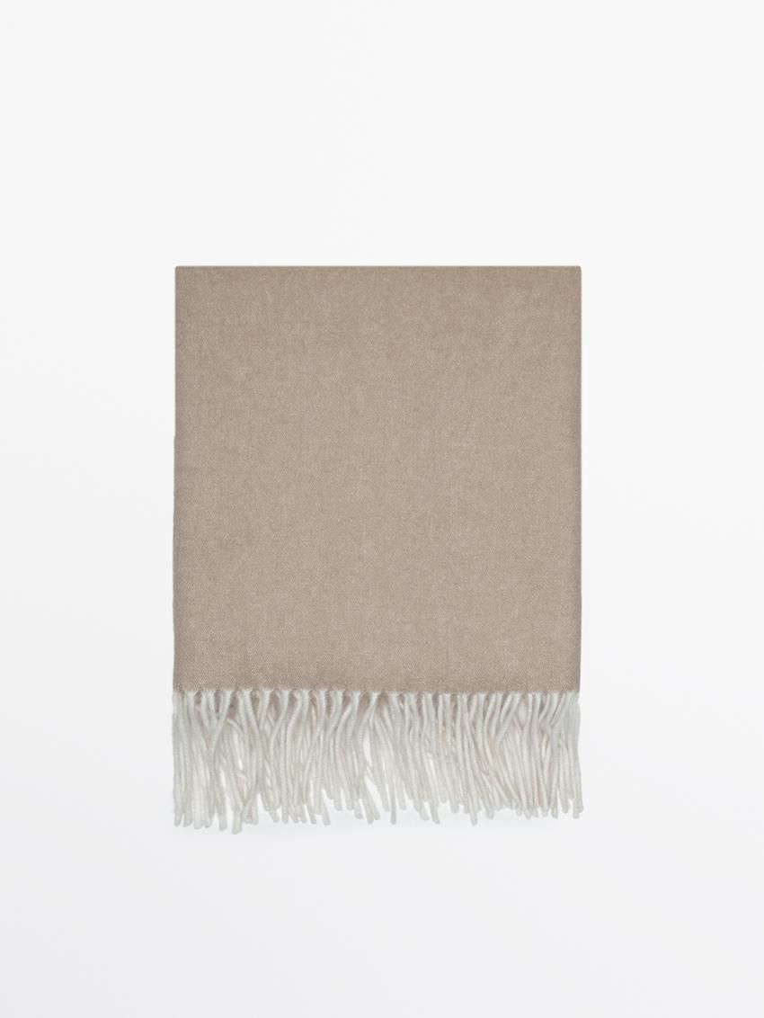 Massimo Dutti Wool Double-faced Women Scarf Cream | US-RE3196275