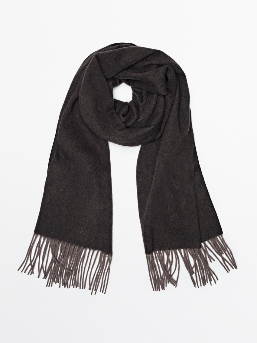 Massimo Dutti Wool Double-faced Women Scarf Dark Brown | US-TC2415703
