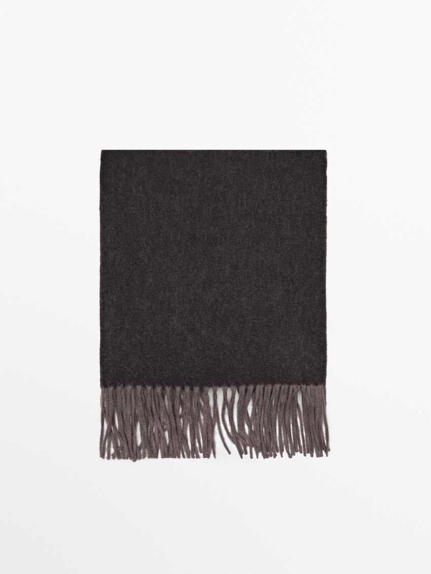 Massimo Dutti Wool Double-faced Women Scarf Dark Brown | US-TC2415703