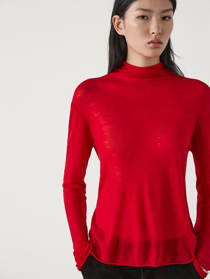 Massimo Dutti Wool Extra-fine Knit Women Sweater Red | US-MY5749086