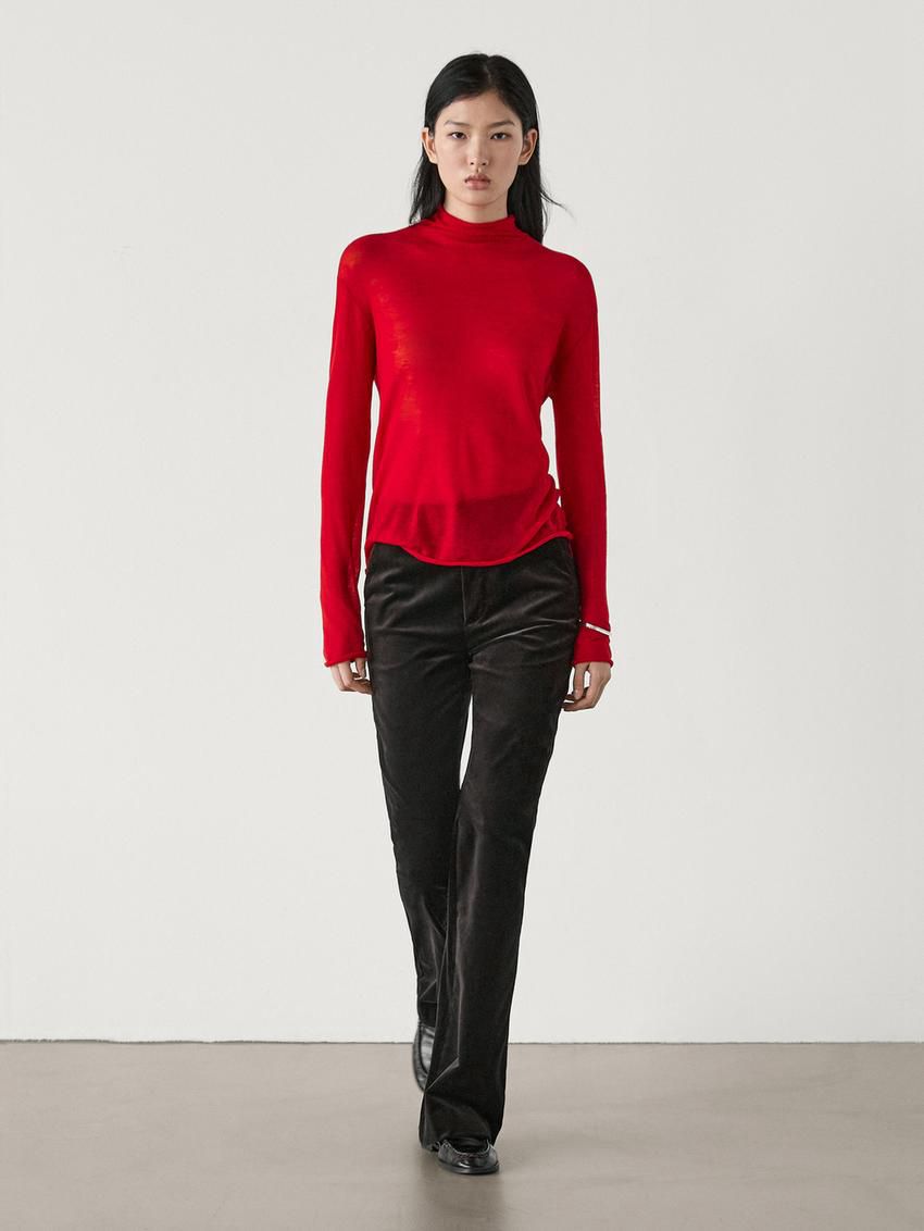 Massimo Dutti Wool Extra-fine Knit Women Sweater Red | US-MY5749086