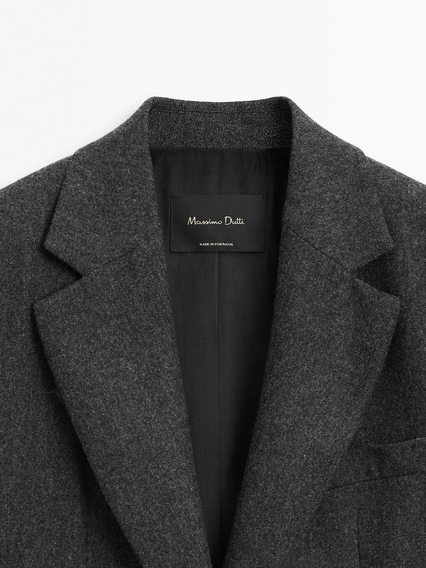 Massimo Dutti Wool Flannel Women Blazer Dark Grey | US-JZ1729538