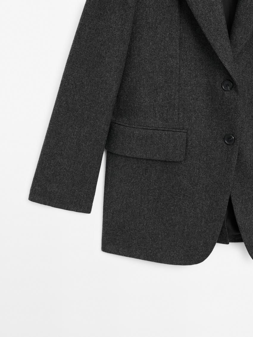 Massimo Dutti Wool Flannel Women Blazer Dark Grey | US-JZ1729538