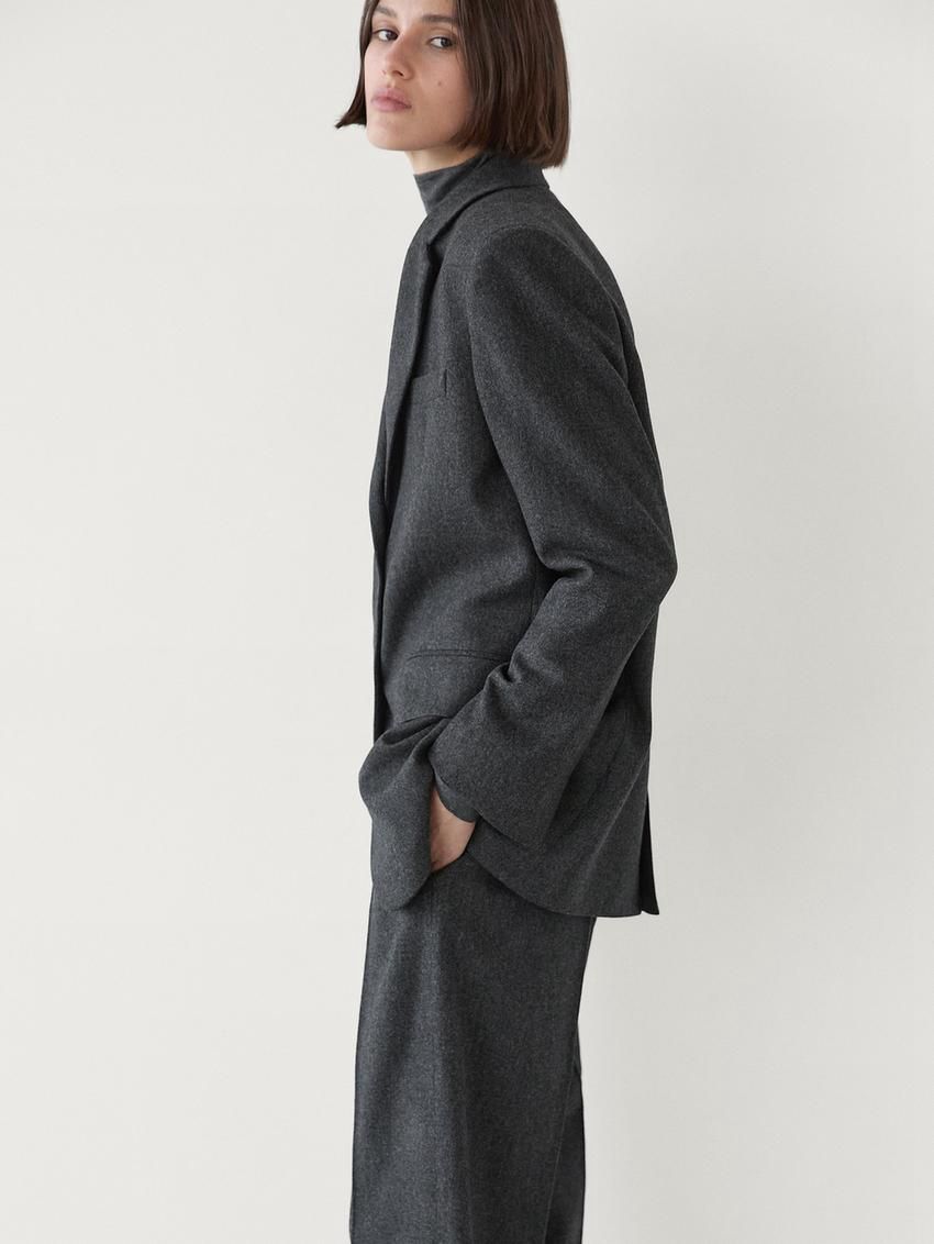 Massimo Dutti Wool Flannel Women Trousers Dark Grey | US-VT2835497