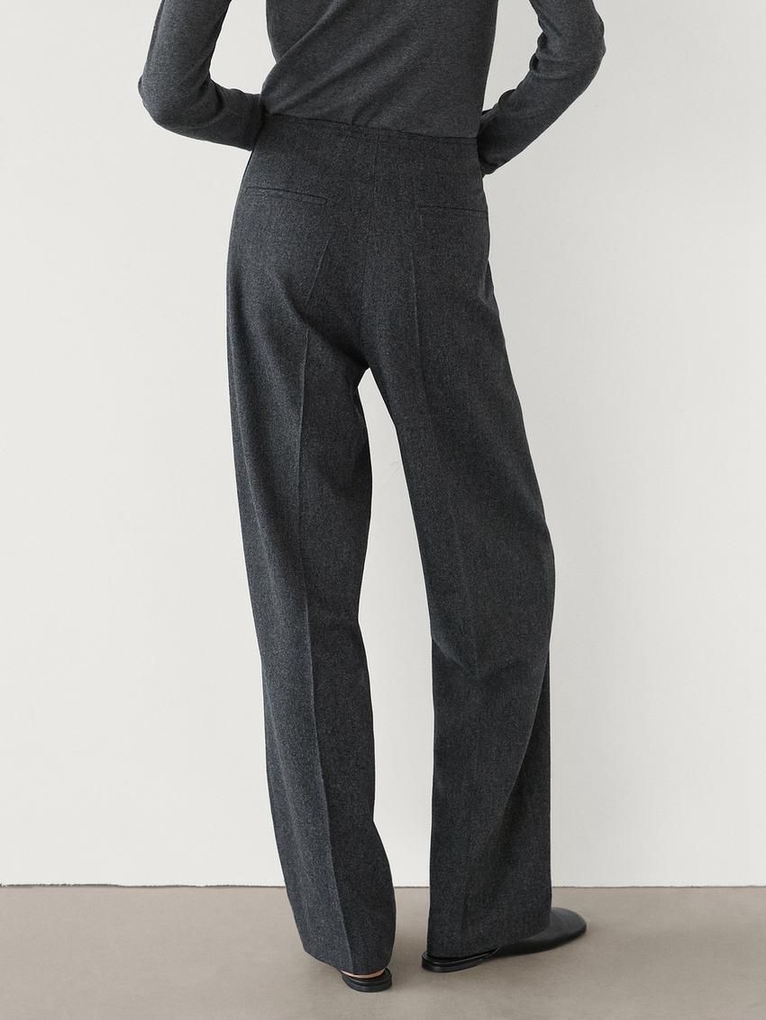 Massimo Dutti Wool Flannel Women Trousers Dark Grey | US-VT2835497