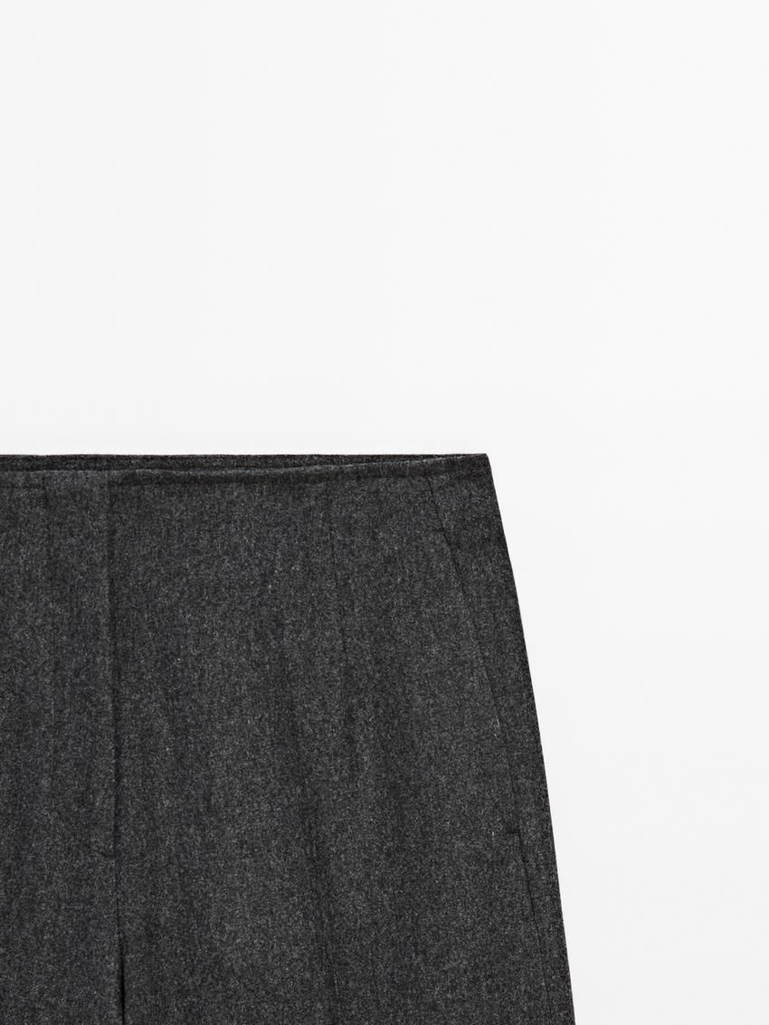 Massimo Dutti Wool Flannel Women Trousers Dark Grey | US-VT2835497