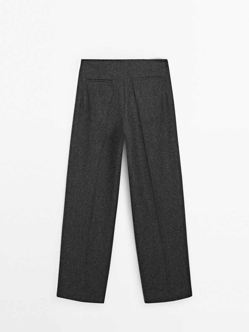 Massimo Dutti Wool Flannel Women Trousers Dark Grey | US-VT2835497
