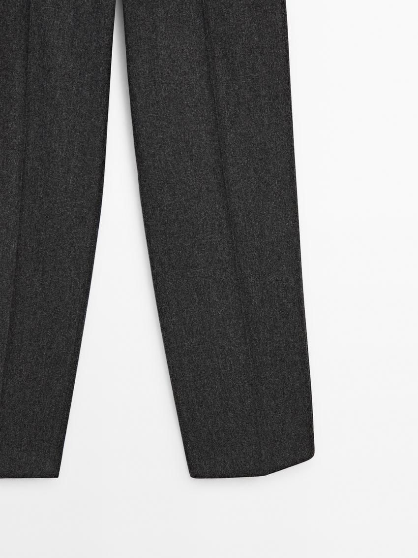 Massimo Dutti Wool Flannel Women Trousers Dark Grey | US-VT2835497