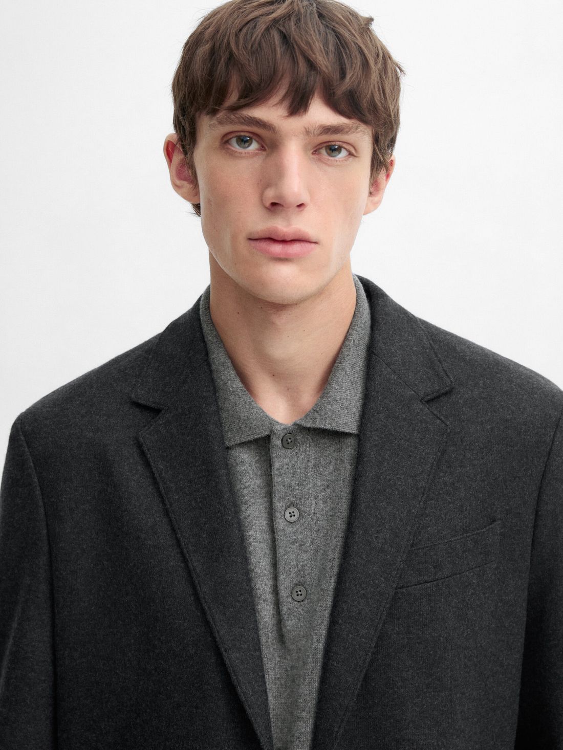Massimo Dutti Wool Flowing Men Blazer Dark Grey | US-QO3486072