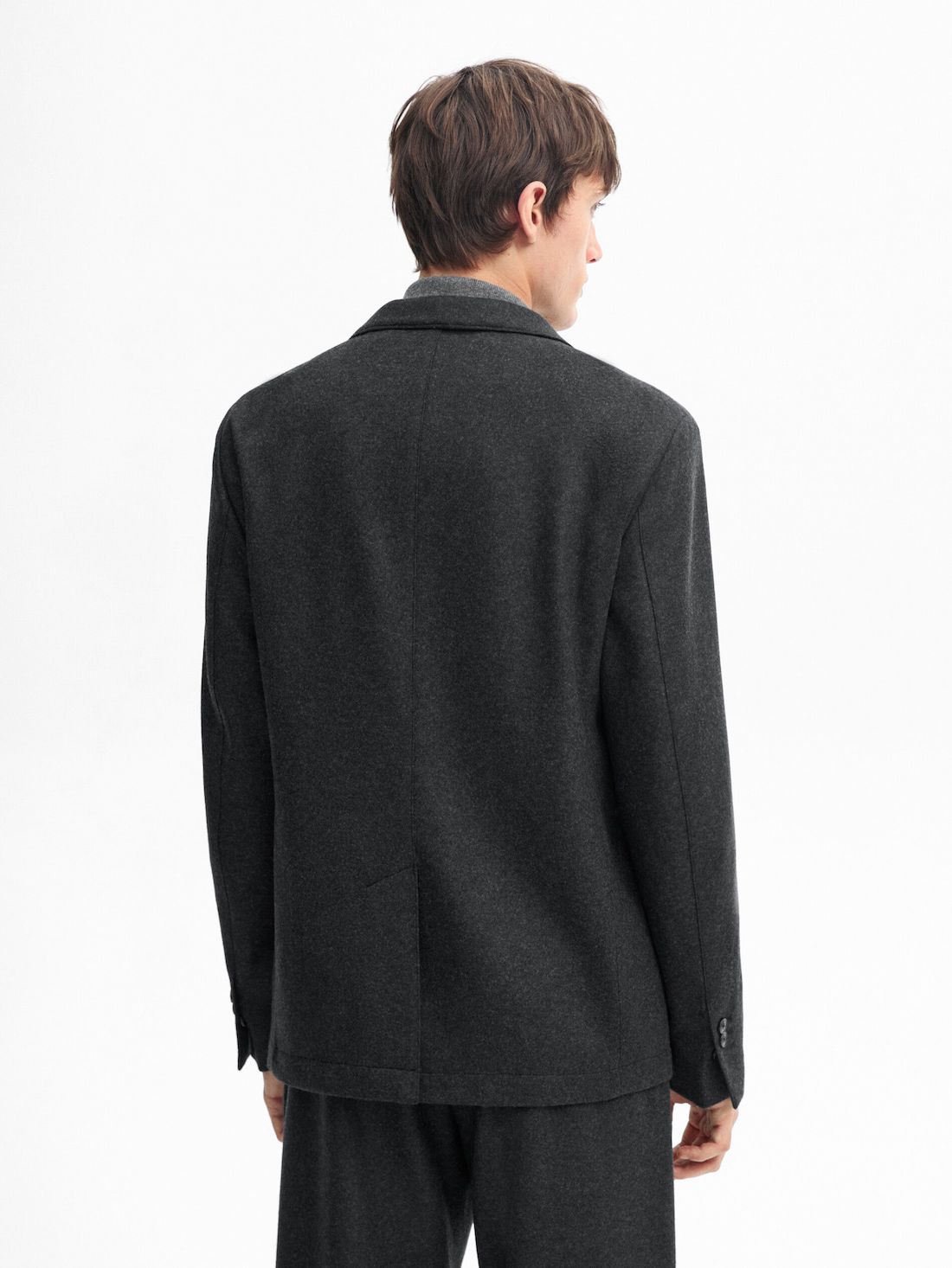 Massimo Dutti Wool Flowing Men Blazer Dark Grey | US-QO3486072