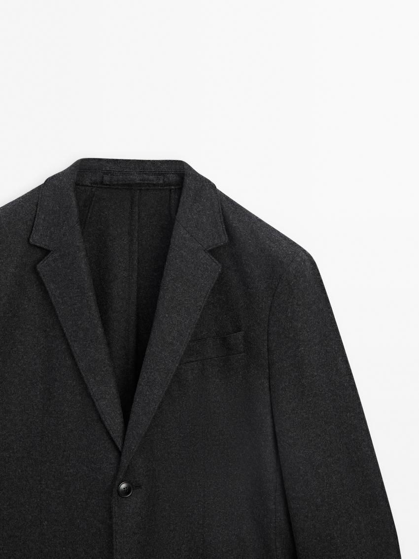 Massimo Dutti Wool Flowing Men Blazer Dark Grey | US-QO3486072