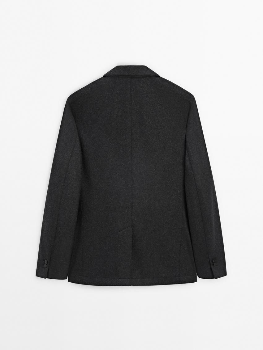 Massimo Dutti Wool Flowing Men Blazer Dark Grey | US-QO3486072