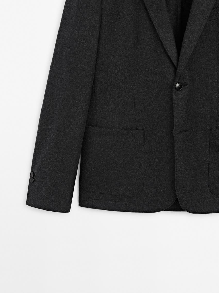 Massimo Dutti Wool Flowing Men Blazer Dark Grey | US-QO3486072