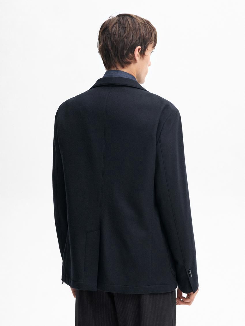 Massimo Dutti Wool Flowing Men Blazer Navy | US-VD3754821