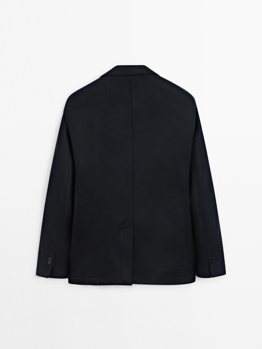 Massimo Dutti Wool Flowing Men Blazer Navy | US-VD3754821