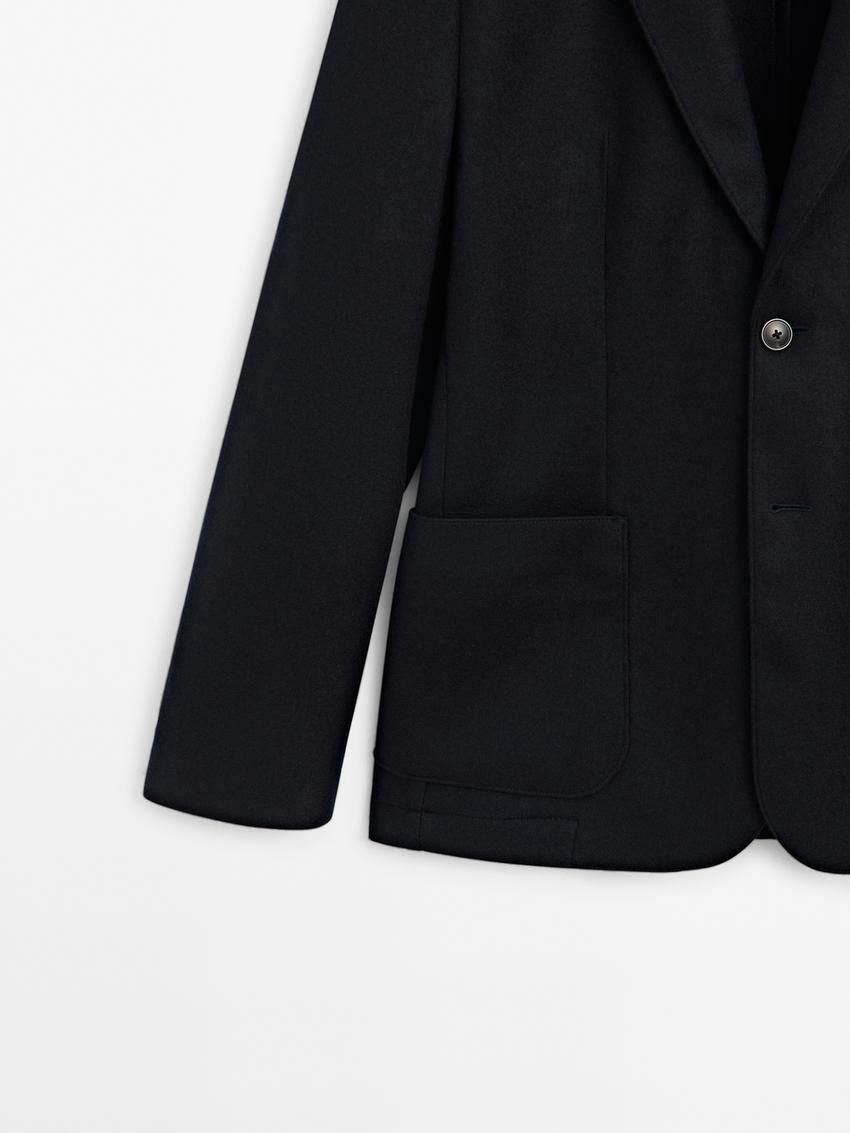 Massimo Dutti Wool Flowing Men Blazer Navy | US-VD3754821