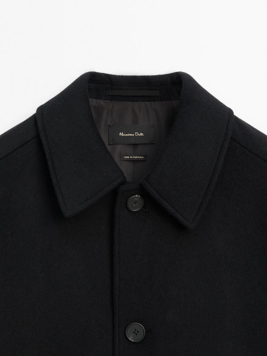 Massimo Dutti Wool Flowing Men Coat Black | US-UC9750824