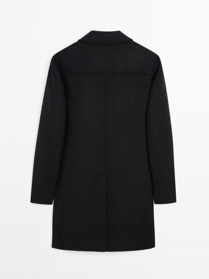 Massimo Dutti Wool Flowing Men Coat Black | US-UC9750824