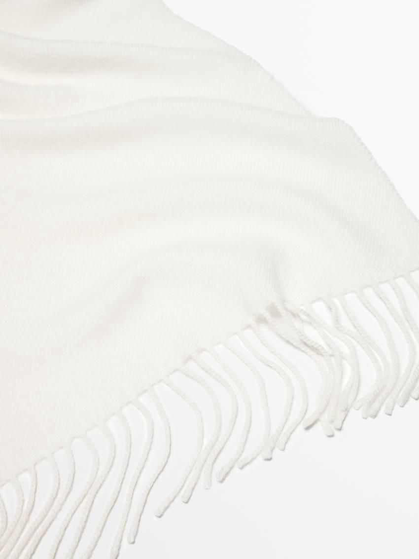 Massimo Dutti Wool Fringed Women Scarf Cream | US-UL7581643