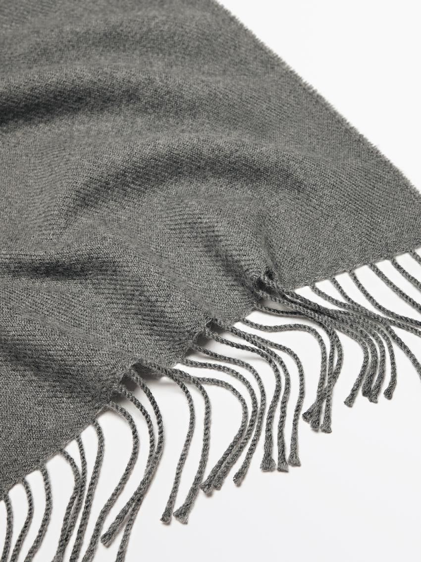 Massimo Dutti Wool Fringed Women Scarf Grey | US-XK7849125