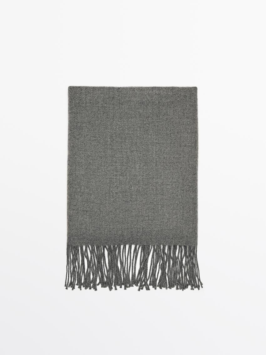 Massimo Dutti Wool Fringed Women Scarf Grey | US-XK7849125